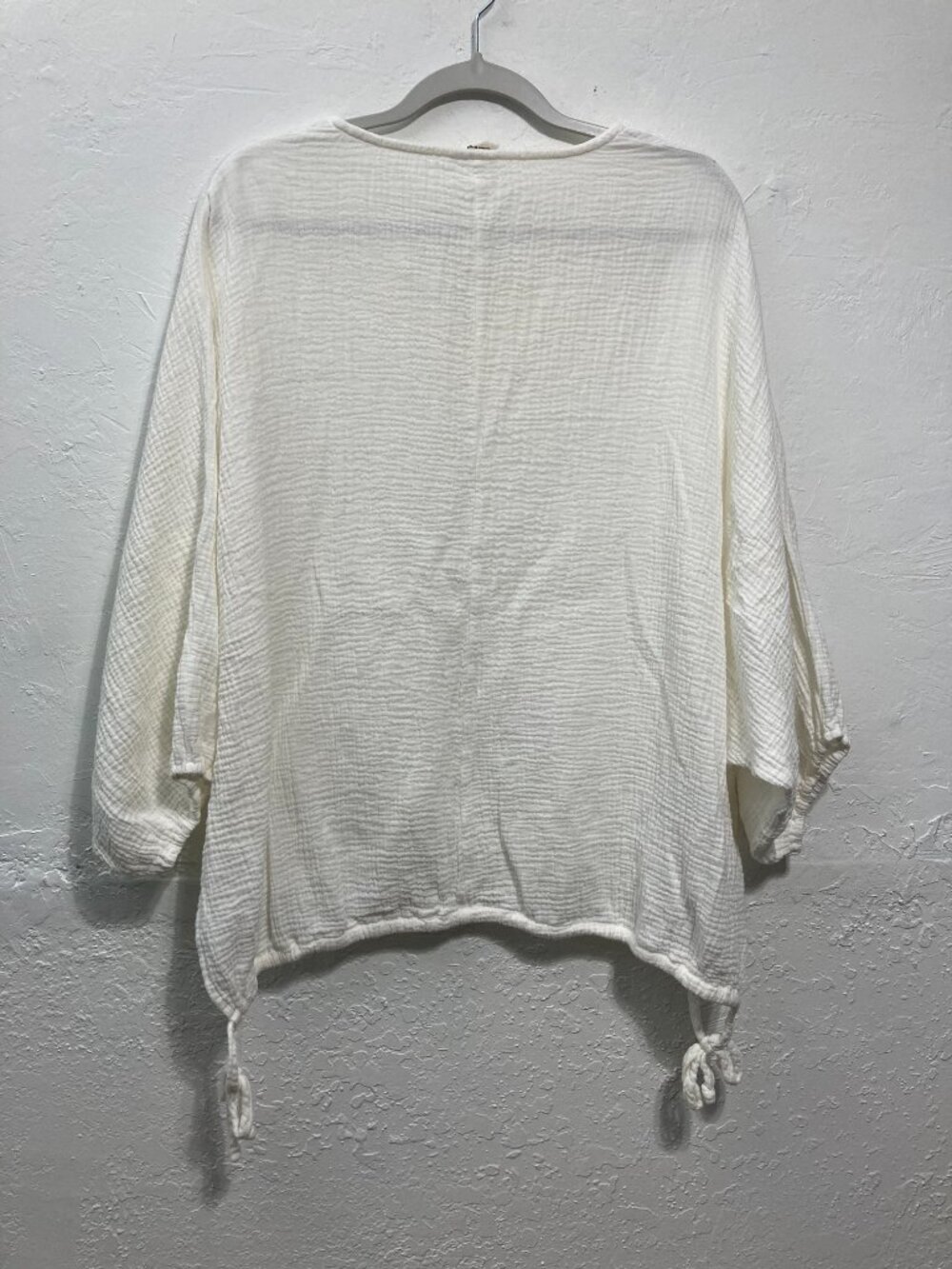 Simple Susan Betro Cotton Gauze Tunic Top Side ties Resort Lagenlook Ivory XL - Picture 2 of 10